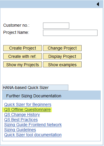 Offline SAP Sizing Questionnaire