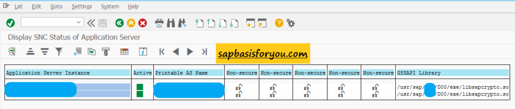 Check SNC status in SAP application