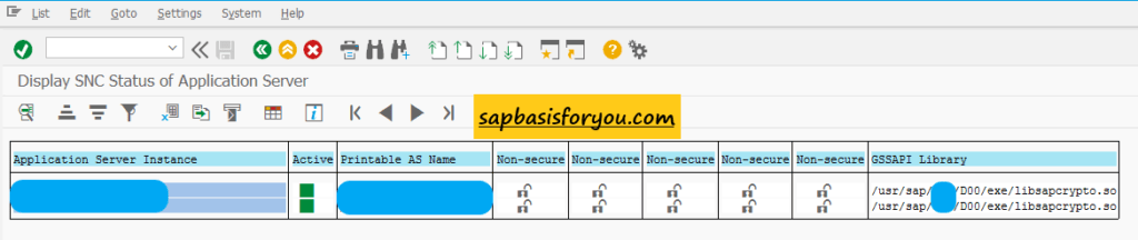 Check SNC status in SAP application